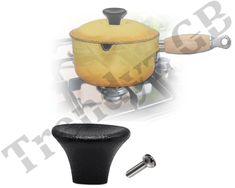 Le Creuset Pan Replacement Sturdy Wooden Handle With Stainless Etsy