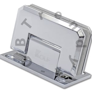 Puede incluir: Bisagra de puerta de vidrio cromada con base cuadrada y logotipo KOLF. La bisagra está diseñada para usarse con puertas de vidrio.