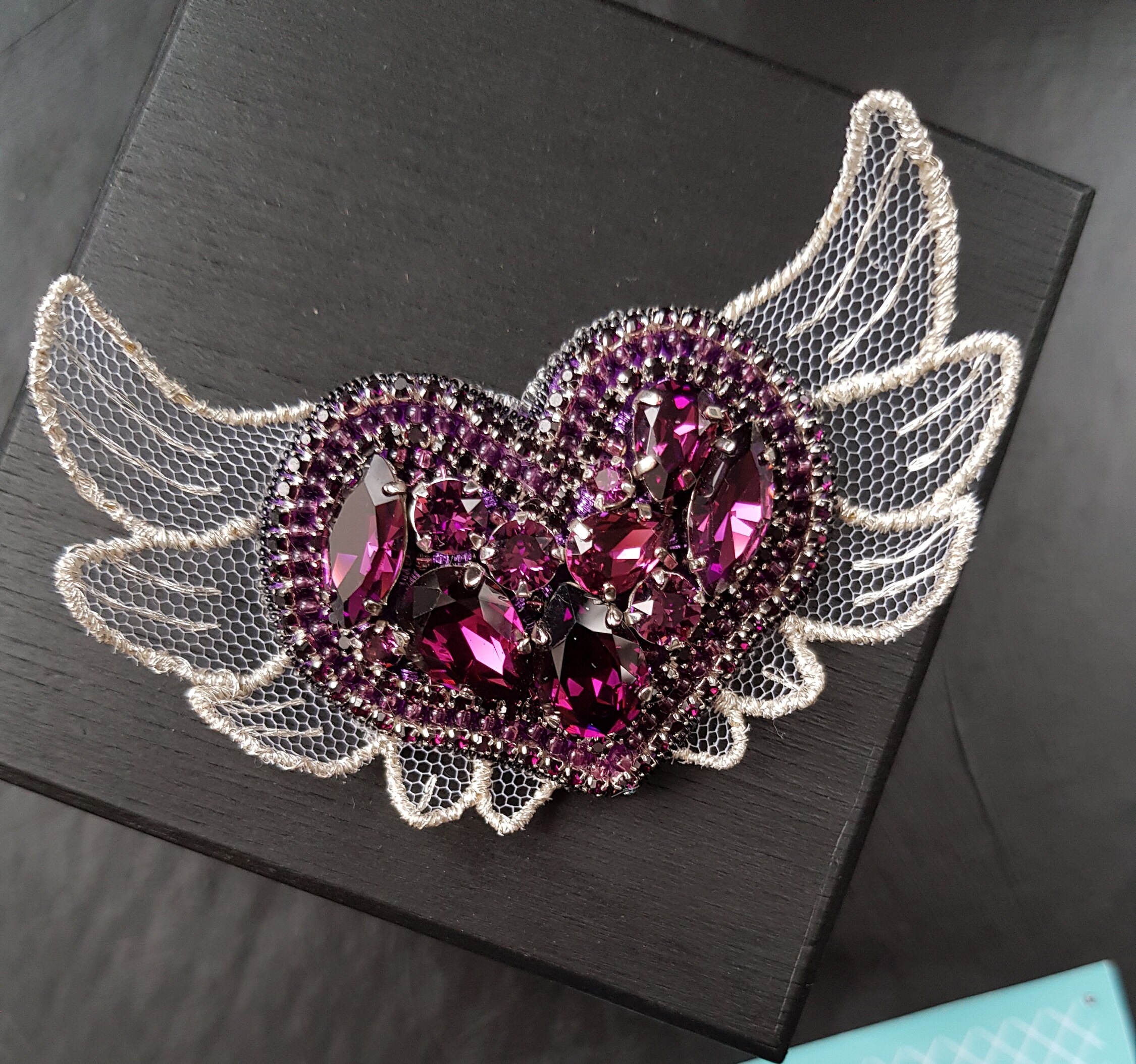 Heart with wings Purple brooch St. Valentine's Day Etsy