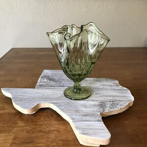 Fenton Green Thumbprint Handkerchief Swung Art Glass Vase