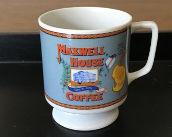 Set of 4 Maxwell House Advertisement Porcelain Pedestal Coffee Cup Mug