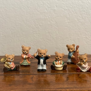 Set of Six Homco Musical Bear Band Figurines