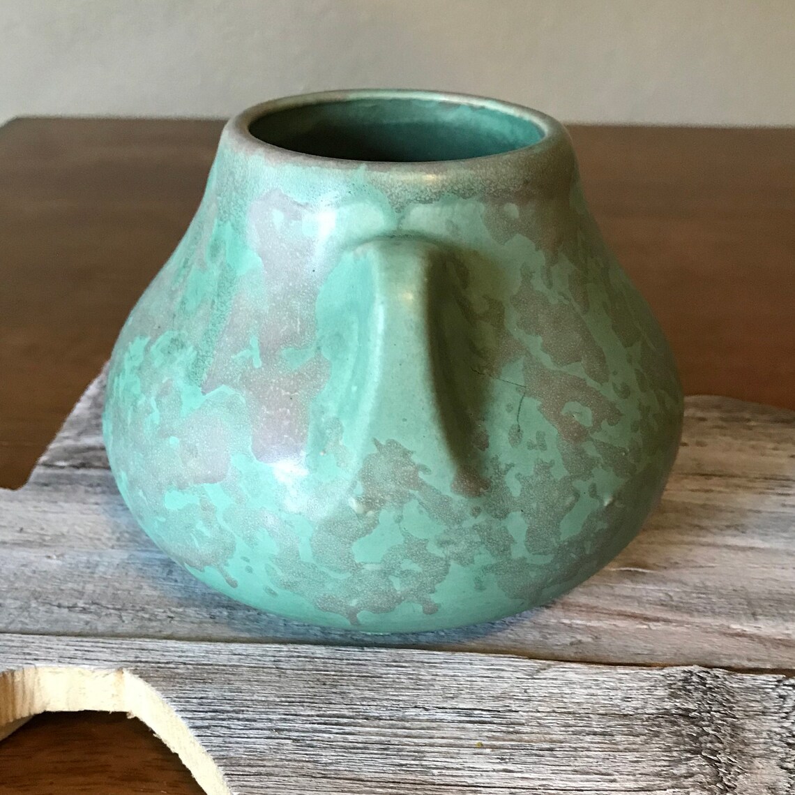 Brush Mccoy Pottery Art Vellum Handled Vase Mottled Green - Etsy