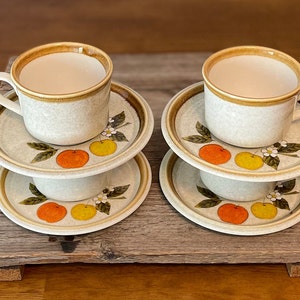 Mikasa Stone Manor Tempting Cups and Saucers Made in Japan Stoneware
