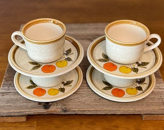 Mikasa Stone Manor Tempting Cups and Saucers Made in Japan Stoneware