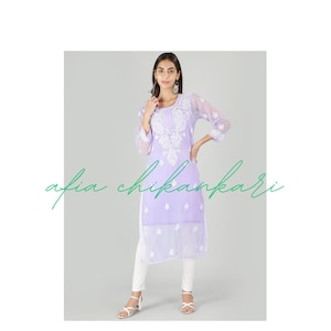 Kurti Chikankari for women purple kurti for her Indian kurti festive wear soft kurti handmade kurti gift for her traditional daily wear