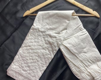 Lucknowi white Hand Embroidered Pants: Free Size, Stretchable, Soft with dual pockets