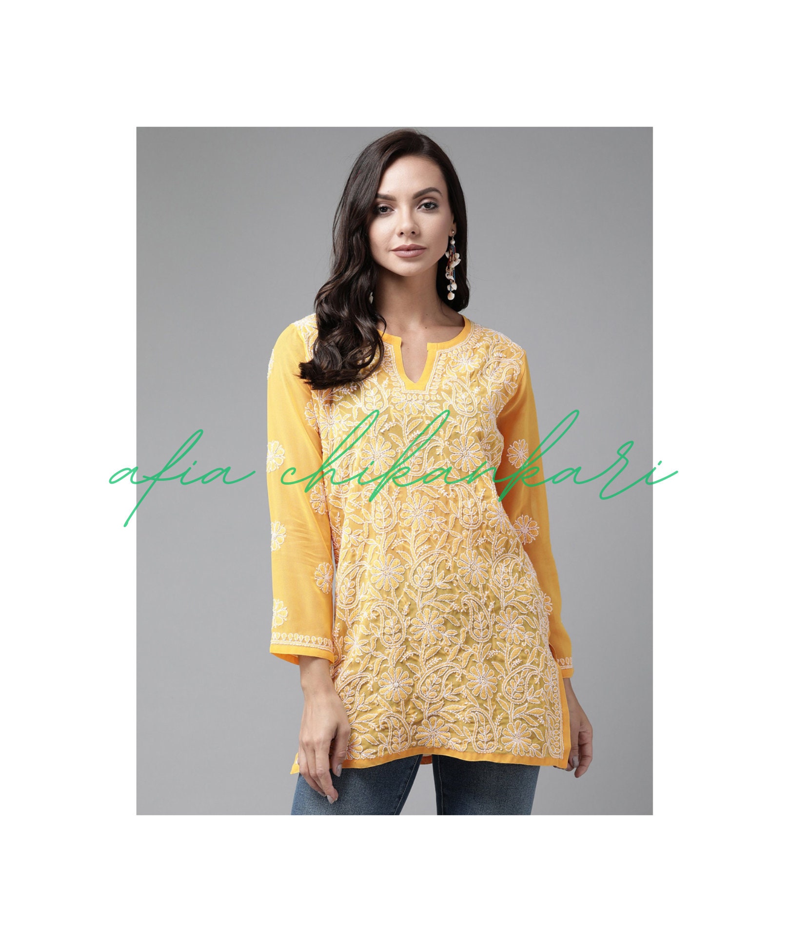 Short Kurti Chikan Etsy UK