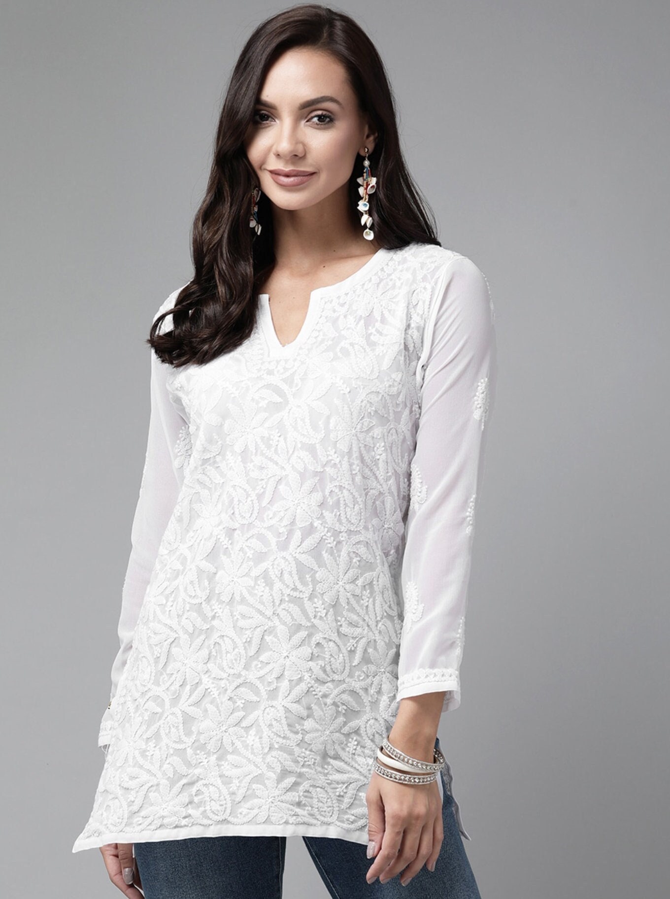 Aggregate more than 167 readymade chikan kurtis white super hot