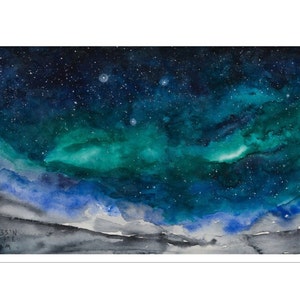 Mount Everest Base Camp Galaxy original watercolor sticker