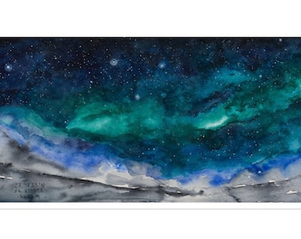 Mount Everest Base Camp Galaxy original watercolor sticker