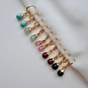 Creole with natural stone | Stone earrings gold | Hoops | Jade | Granite | Onyx | Turquoise | Gift for women