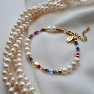 Freshwater Pearl Bracelet gold & silver | Colorful Heart Bracelet | Star Bracelet | Miyuki | Gift for you | Friendship Bracelet