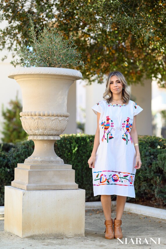 Hand Embroidered Mexican Dress 