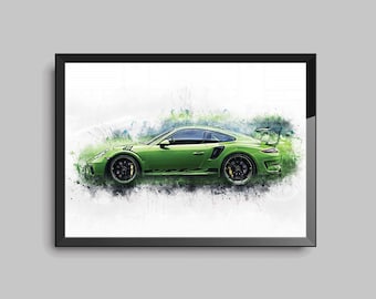 Porsche GT3 RS | Car Supercar A3 A4 Graphic Wall Art Print unframed