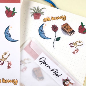 Adesivi di Retrò Planner disegnati a mano Adesivi per pianificatore decorativo Adesivi Schizzati Adesivi Minimalisti Notti retrò 005