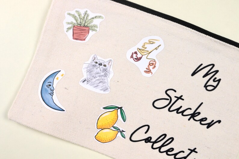 Minimal Canvas Pouch Sticker Collection Pouch Iron on Etsy