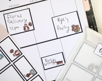 Hand Drawn Cat Planner Box Stickers | Functional Stickers | Happy Planner Stickers | Weekly Sticker Kit | Cat Lover Gift | "Rye in a Box"001