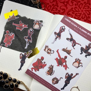 London Escada X Planning with a Scorpio "Pussy Realness" Sticker Sheet | Vogue Dance Sticker Sheet | Funny Dancing Cat Stickers