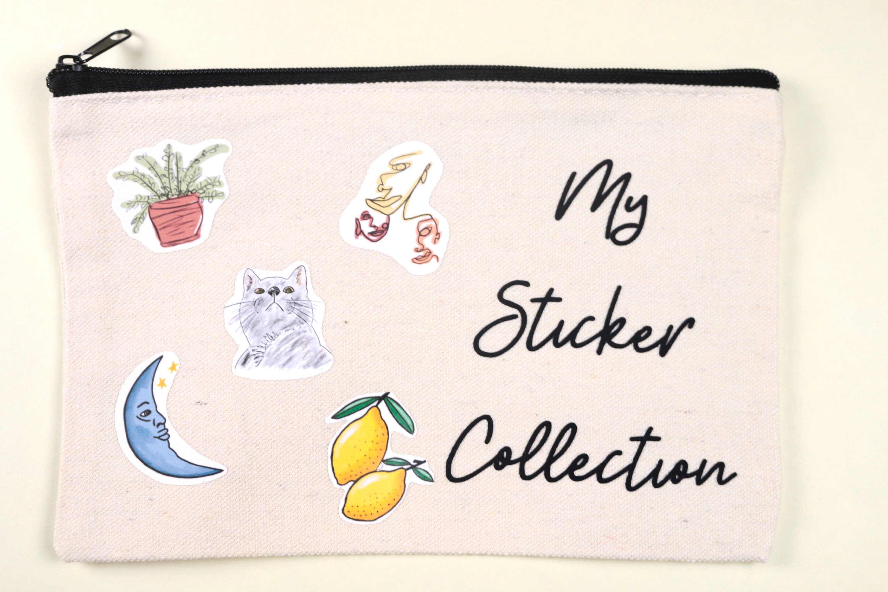 Minimal Canvas Pouch Sticker Collection Pouch Iron on Etsy