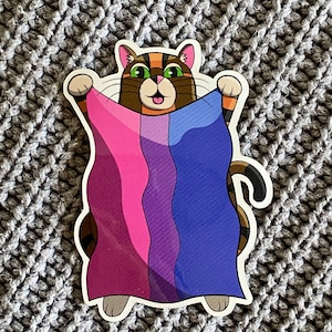 Waterdichte Rye Jumps met Bisexual Pride Sticker | Kat biseksuele sticker | Waterflessticker | Auto, laptop, telefoonhoes, notebooksticker