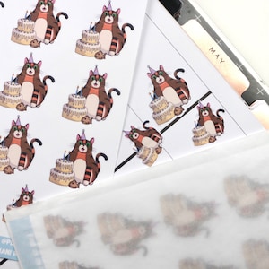 Hand Drawn Cat Planner Stickers | Decorative Stickers | Cat Lover Gift |Birthday Planner Stickers | Food Planner Stickers | Rye 009