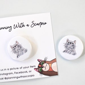 1 Inch Sketched Black Cat Pin | Hand Drawn Decorative Pin | Adorable Black Cat Pin Badge | Pin Badge for Backpacks, Hats, Jackets, and Masks