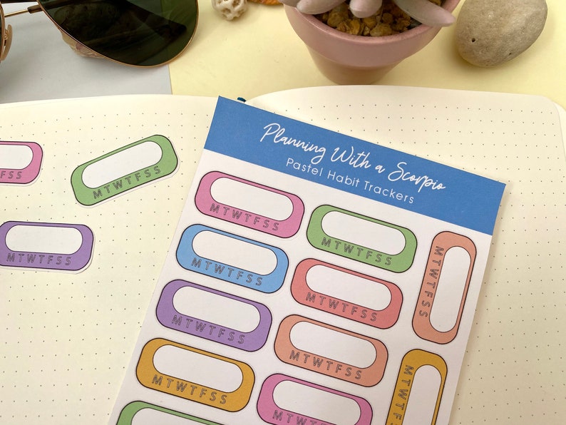 Pastel Rainbow Habit Tracker Planner Stickers Functional | Etsy