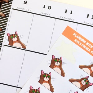Hand Drawn Cat Planner Stickers | Cat Stickers |  Funny Cat Stickers | Cat Lovers Gift | Pet Stickers | Rye 001