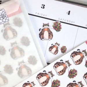 Hand Drawn Planner Stickers | Decorative Stickers | Cat Lover Gift |Cat Planner Stickers | Floral Planner Stickers | Rye 008