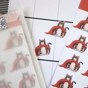 Hand Drawn Cat Planner Stickers | Cat Stickers |  Funny Cat Stickers | Cat Lovers Gift | Super Hero Stickers | Rye 005