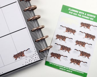 Hand drawn cat planner stickers | Decoratieve katten stickers |  Grappige kat stickers | Cat Lovers Cadeau | Petstickers | Rogge 002