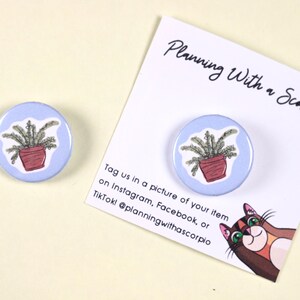 1 Inch Minimal Plant Pin Badge | Hand lettered Pin | Plant Mom/Plant Lover Gift | Pin Badge for Backpacks, Hats, Jackets, and Masks