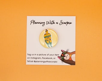 1 Inch Yellow Flower Femme Pin Badge | Hand Drawn Pin | Self Love Pin | Body Positivity | Pin Badge for Backpacks, Hats, Jackets, and Masks