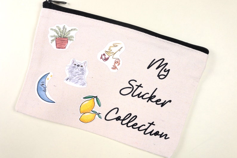 Minimal Canvas Pouch Sticker Collection Pouch Iron on Etsy