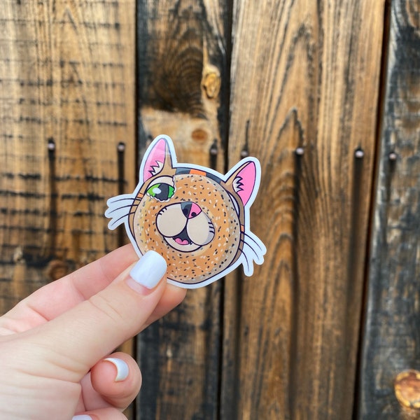 Waterproof Matte Vinyl Bagel Rye Sticker | Cat Lover Gift | Bagel lover sticker | Car, Laptop, Phone Case, Notebook Sticker