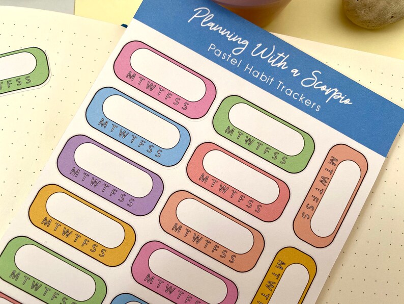 Pastel Rainbow Habit Tracker Planner Stickers Functional | Etsy