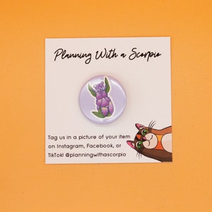 1 Inch Purple Flower Femme Pin Badge | Hand Drawn Pin | Self Love Pin | Body Positivity | Pin Badge for Backpacks, Hats, Jackets, and Masks