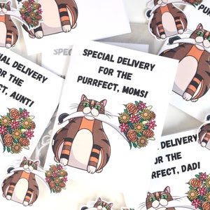 Cat Mother&#39;s Day Greeting Card | Father&#39;s Day Greeting Card | LGBT Parent&#39;s Greeting Card | Floral Greeting Card | Rye 008
