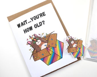 Handmade Cat Birthday Greeting Card | Cat Greeting Card | Funny Birthday Card | Blank Birthday Greeting Card | Rye's Meowy Birthday