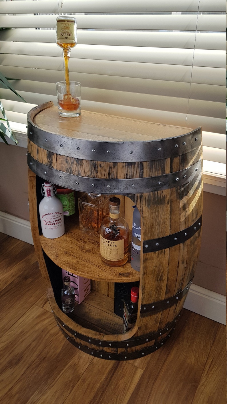 Vintage Scotch solid oak half whisky barrel handcrafted Drinks Etsy