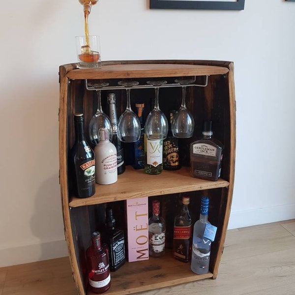 Whisky Barrel Half Scotch Reclaimed Cask - Drinks Cabinet - Oak Barrel - Home Bar - Cooperage - Distillery - Barrel Bar - Pink Gin - Pub