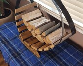 Handcrafted Bespoke Oak & Steel Whisky Barrel Sclupture Firewood/ log holder/ Rack/ basket/ Fire Pit/ Metal Art/ wood Store/ Logs/ Storage