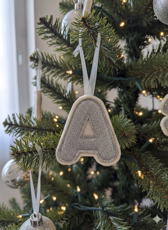 Christmas Letter Ornaments, Personalised initial Christmas decorations, Custom Alphabet Ornaments
