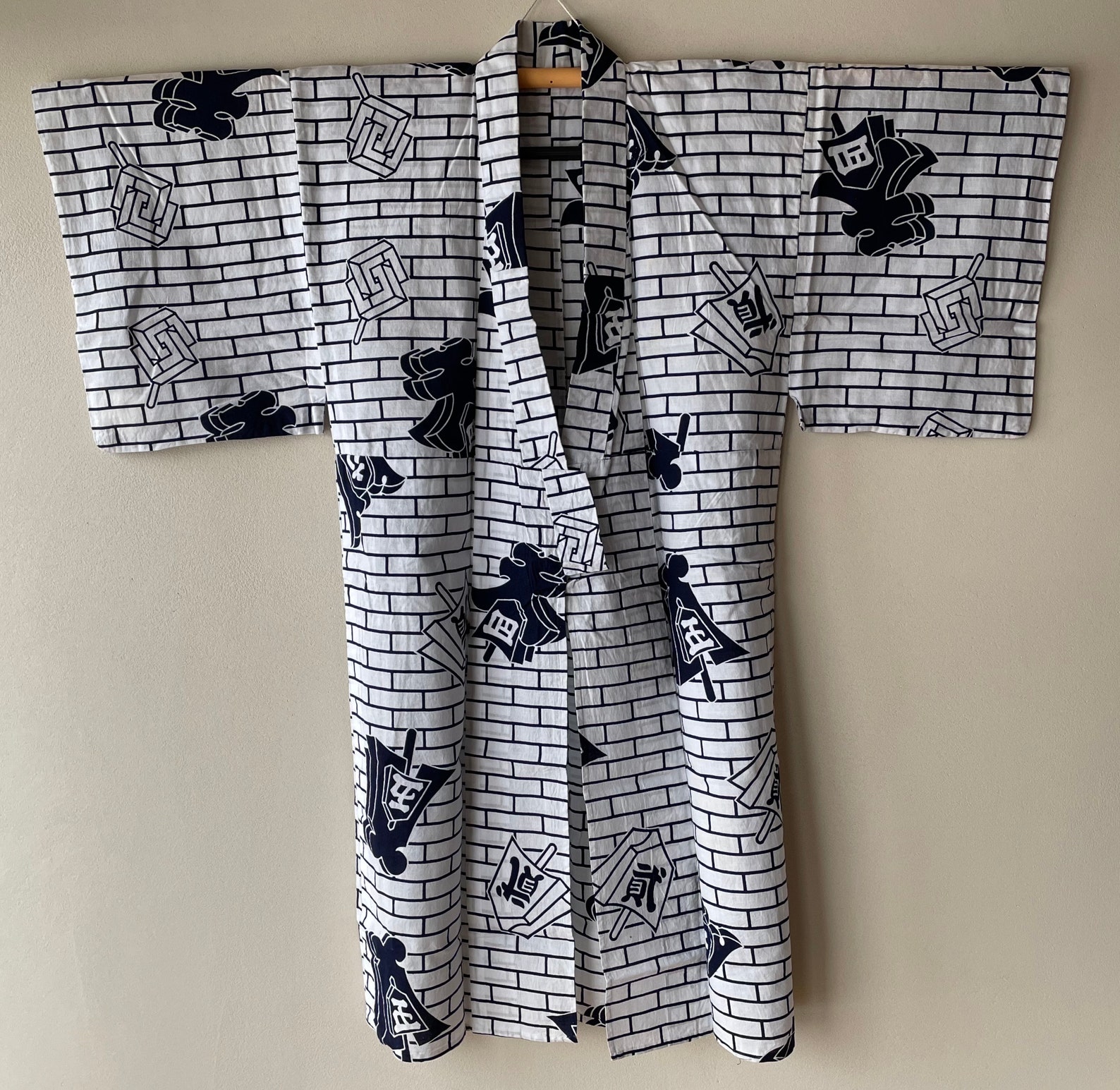 Japanese Kimono robe yukata Cotton dressing gown onsen beach Etsy