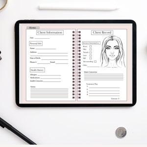 Client record Digital Planner and Appointment Tracker for Cosmetic Nurse Injector, Goodnotes client planner for nurse injector, Aesthetic