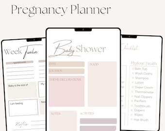 Pregnancy Planner and Journal Digital Download, Baby Shower Planner Digital, Baby Shower Games, Baby Welcome, Goodnotes Pregnancy Planner