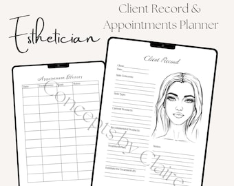 Esthetician Client Record and Appointment Planner Digital Download, Client Record for Estheticians, Esthetician client forms, spa forms