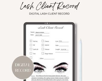 Eyelash Technician Client Record and Appointment Planner, Eyelash Tech Digital Forms, Lash Tech Template, Lash Tech Mapping, Lash Tech Notes