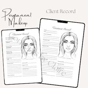 Kundanmälningsblankett för permanent makeupartist, blankett för microblading, samtyckesblankett för PMU, kundblankett för kosmetisk tatuering, kundblankett för hudterapeut